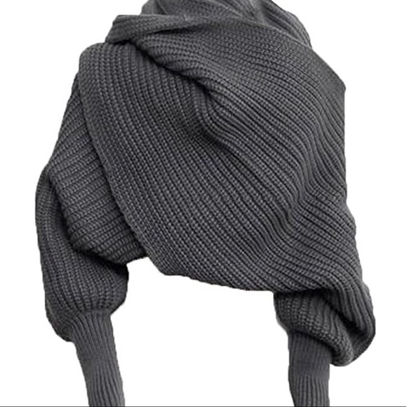Sweater Shawl Wrap with Sleeves - Picture 1 of 6